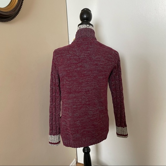 Queen's University Burgundy and Grey Thick Knit Cardigan - Picture 2 of 5